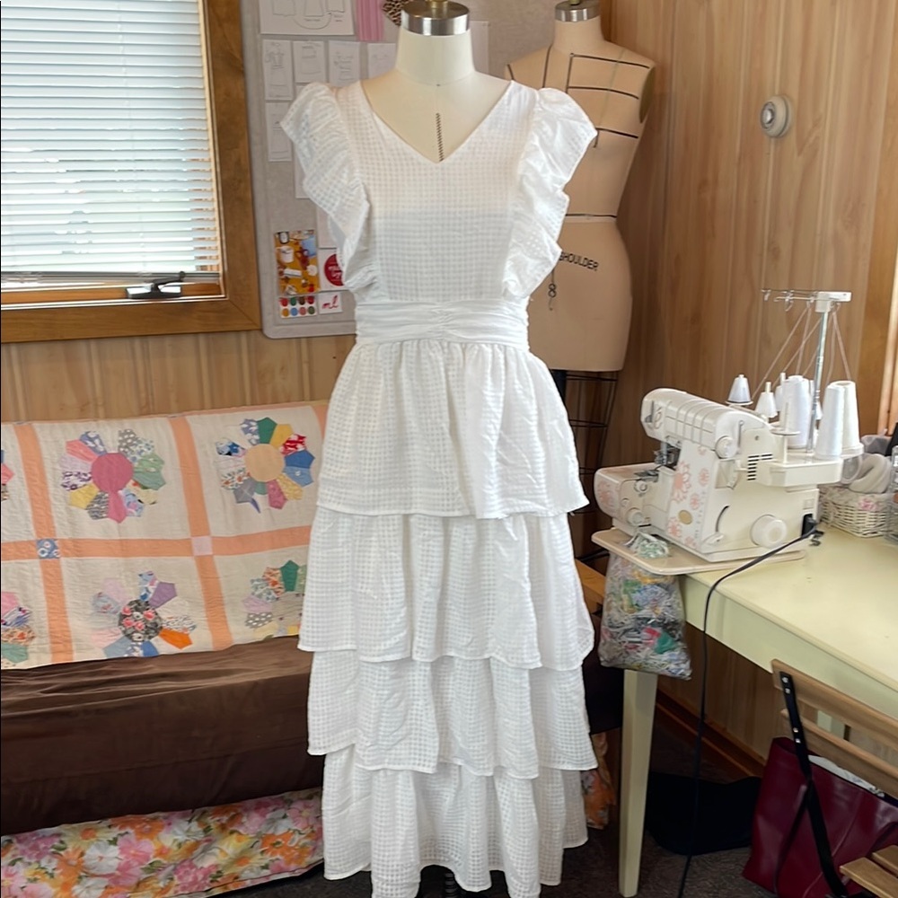 Elegant White Tiered Dress